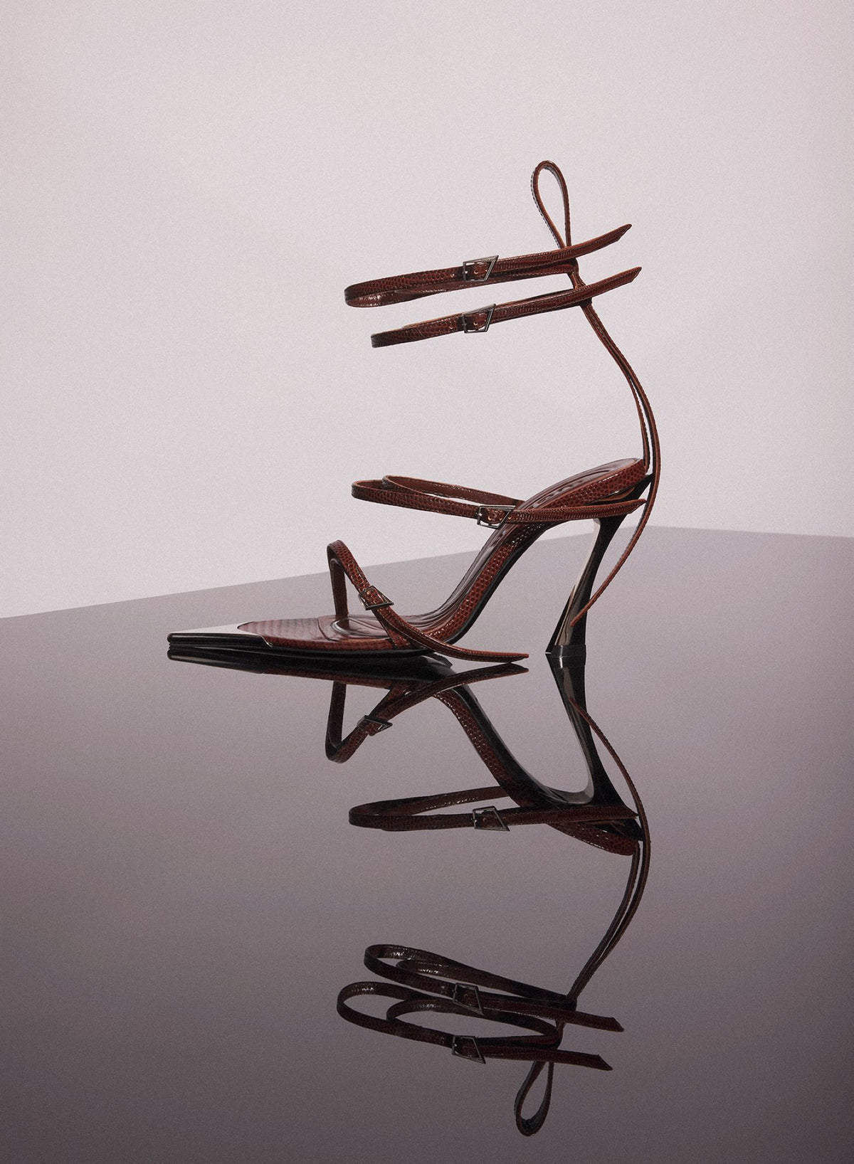 STRAPPY CEMENT PINK LEATHER FANG 95 SANDALS