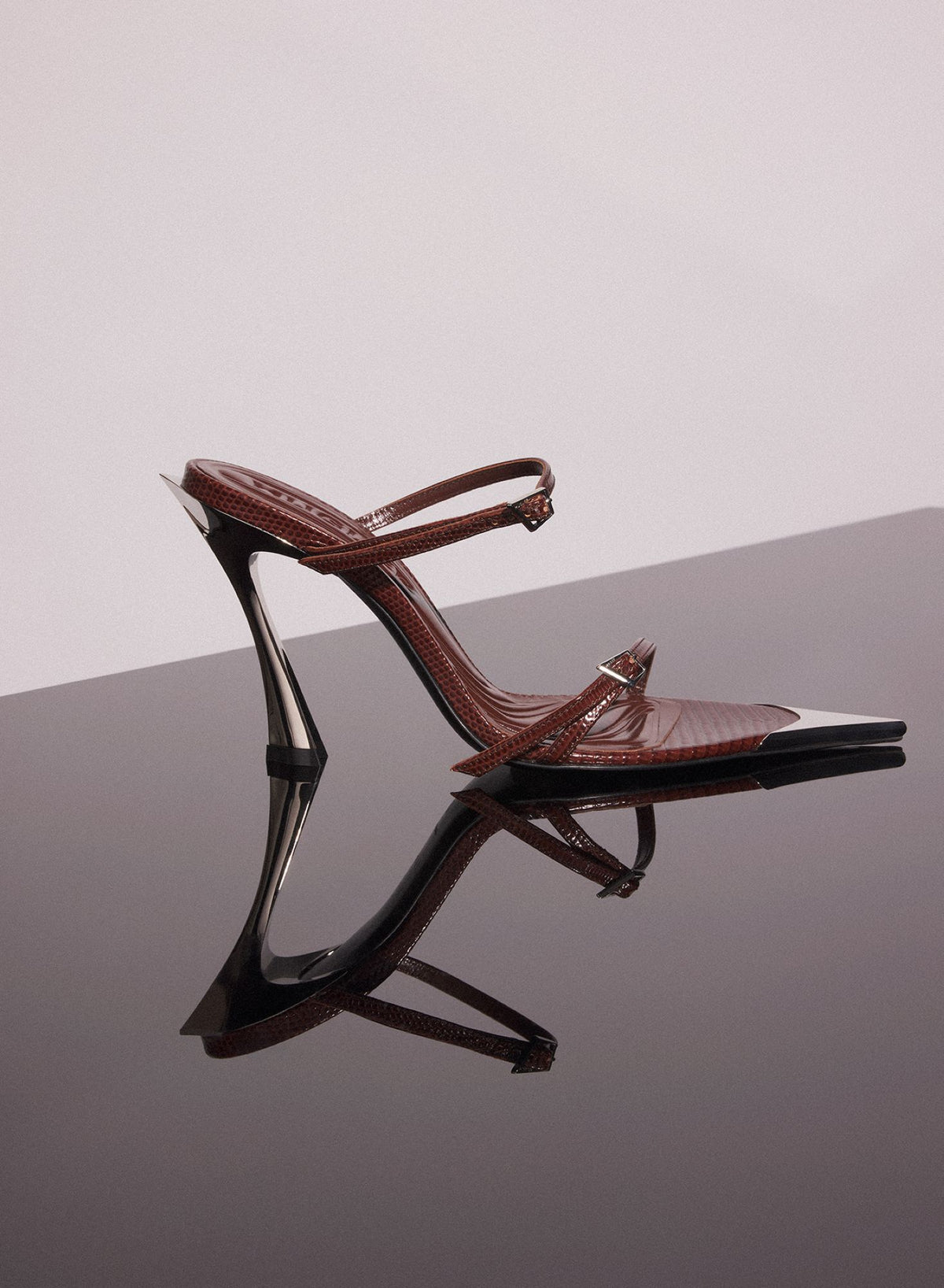 DARK BROWN LEATHER FANG 95 SANDALS