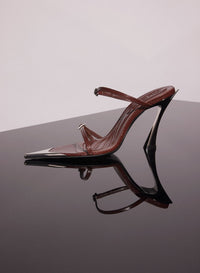 DARK BROWN LEATHER FANG 95 SANDALS