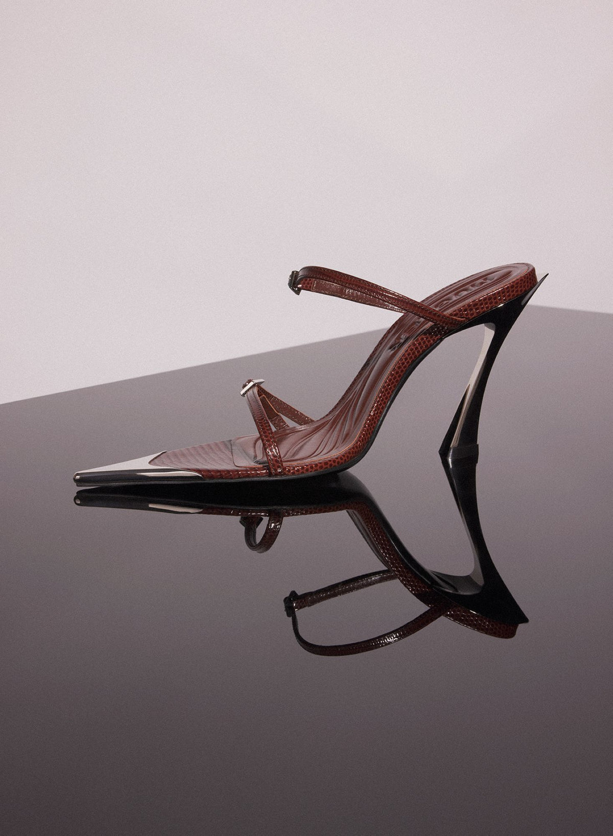 DARK BROWN LEATHER FANG 95 SANDALS