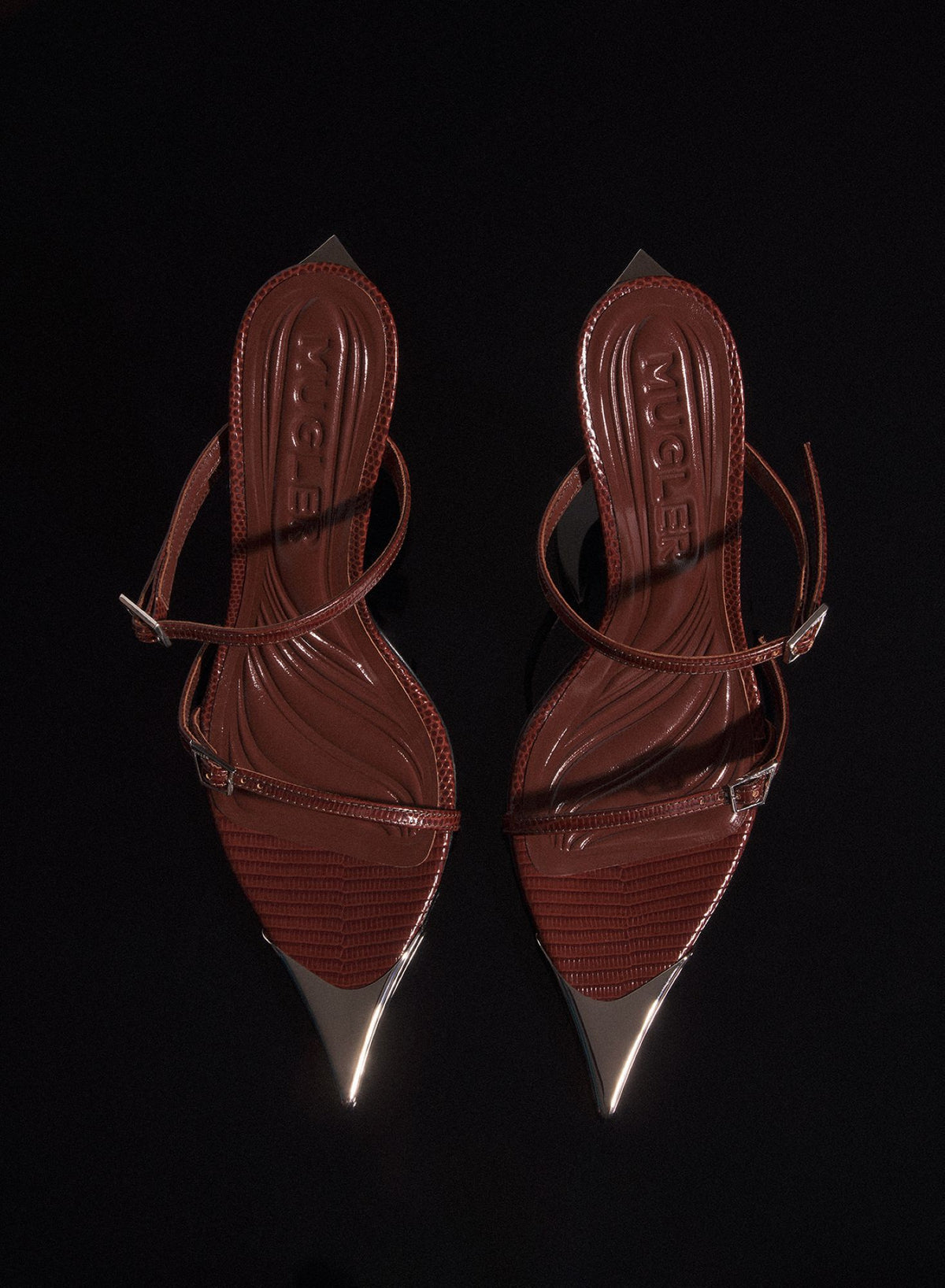 DARK BROWN LEATHER FANG 95 SANDALS