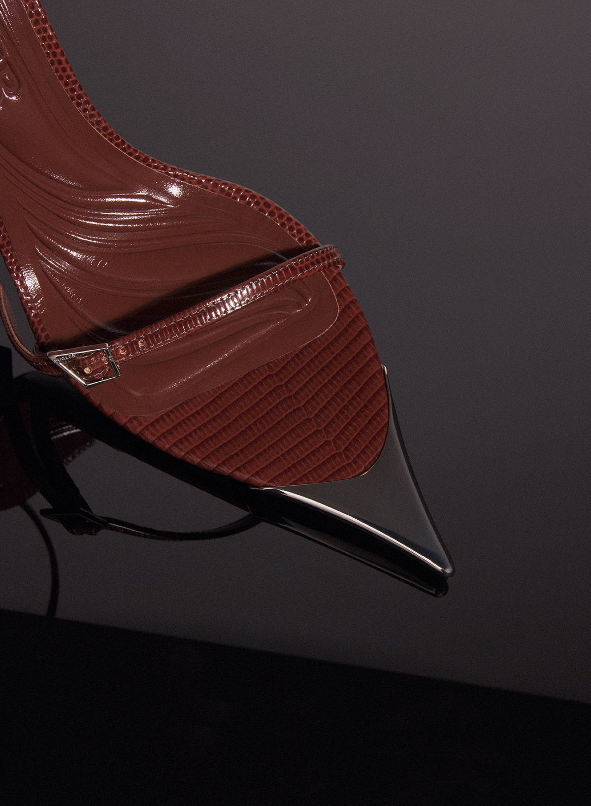 DARK BROWN LEATHER FANG 95 SANDALS