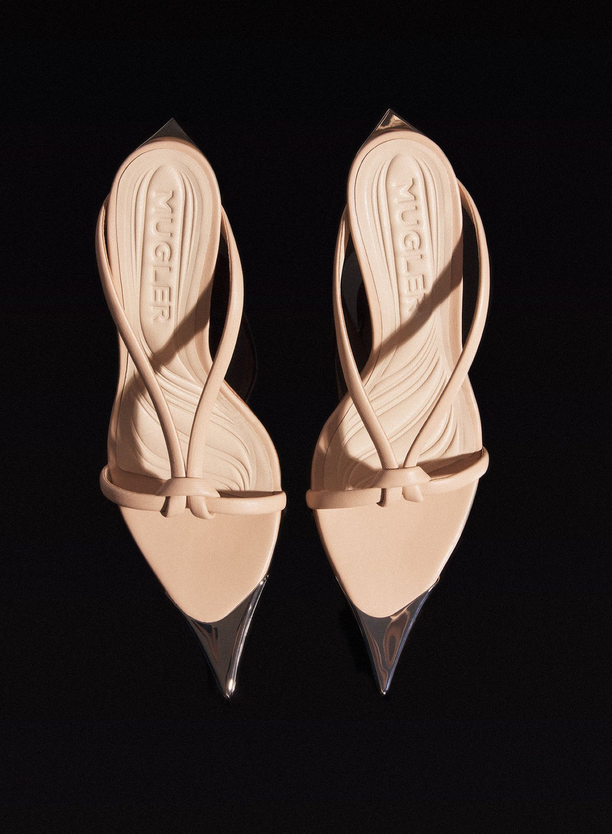 NUDE LEATHER KNOTTED FANG 95 SANDALS