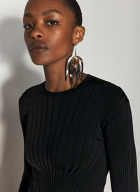 BLACK SCULPTING KNIT TOP