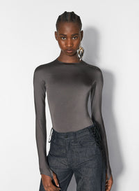 GREY SHOULDER LOGO BODYSUIT