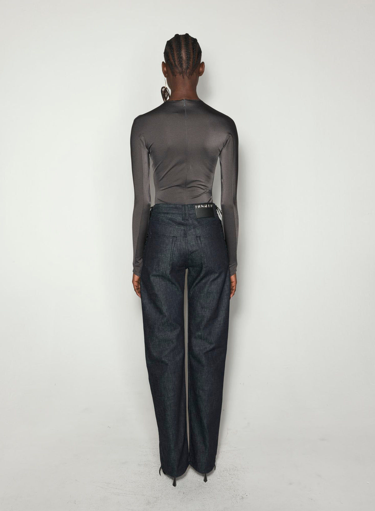 GREY SHOULDER LOGO BODYSUIT