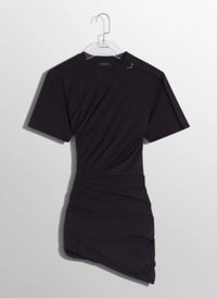 OFF-WHITE DRAPED PIERCED DAY DRESS