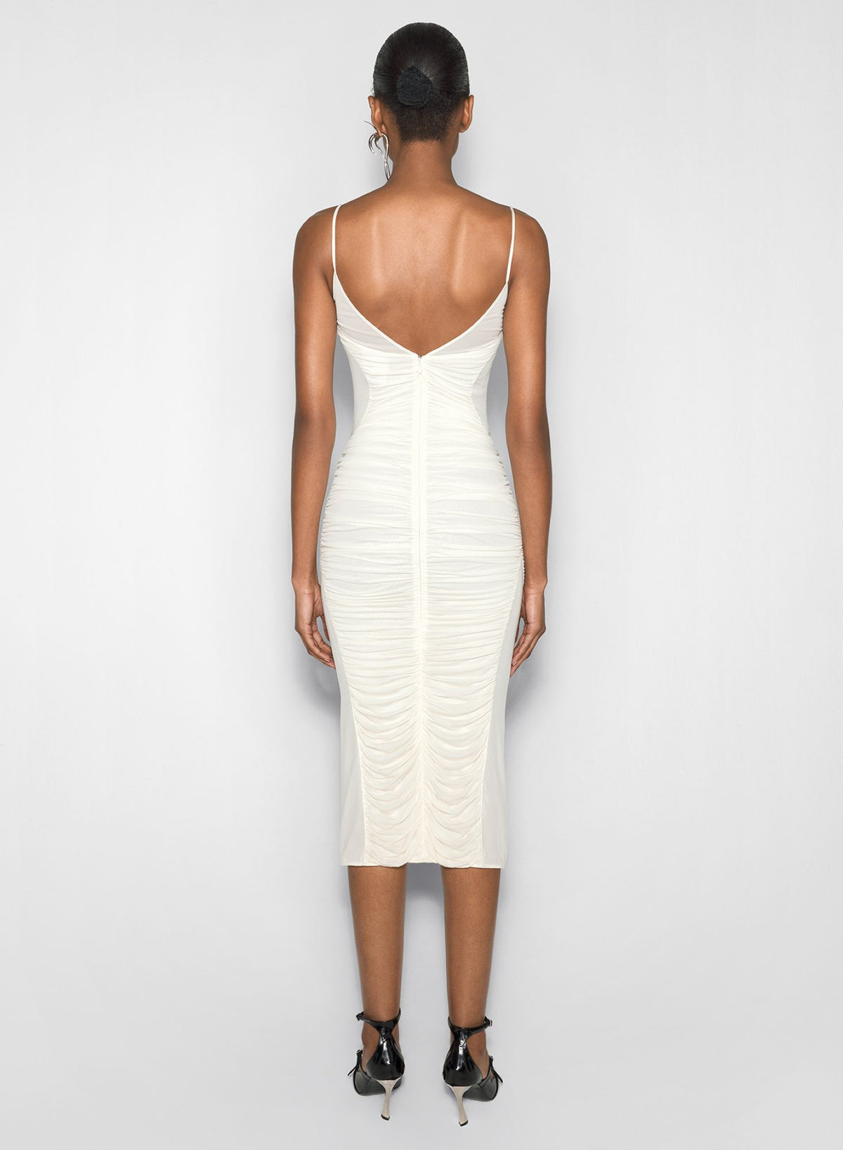 WHITE RUCHED DRESS