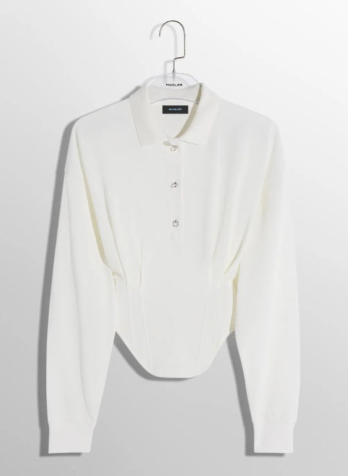 WHITE CORSETED POLO