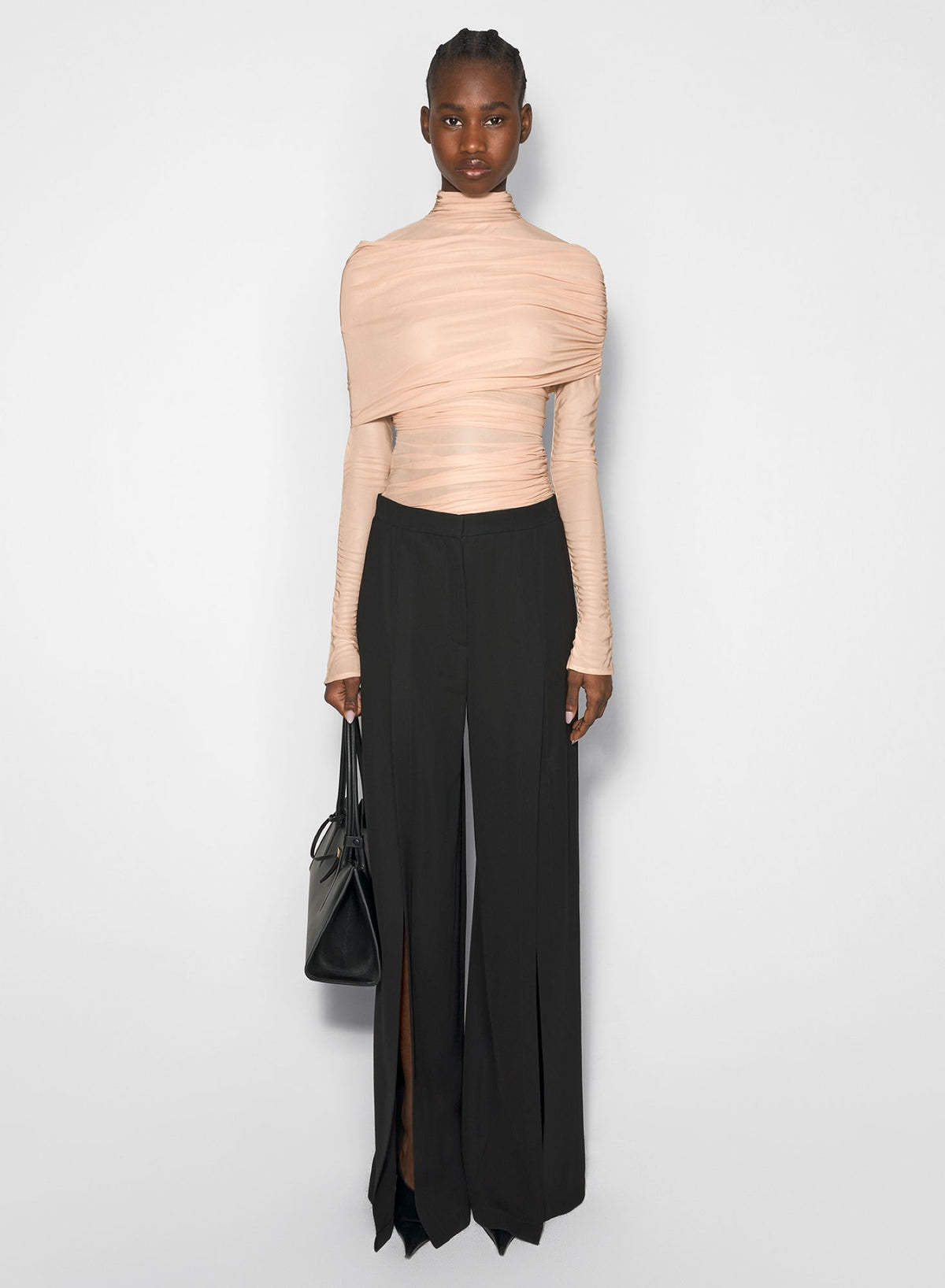 BEIGE RUCHED TOP