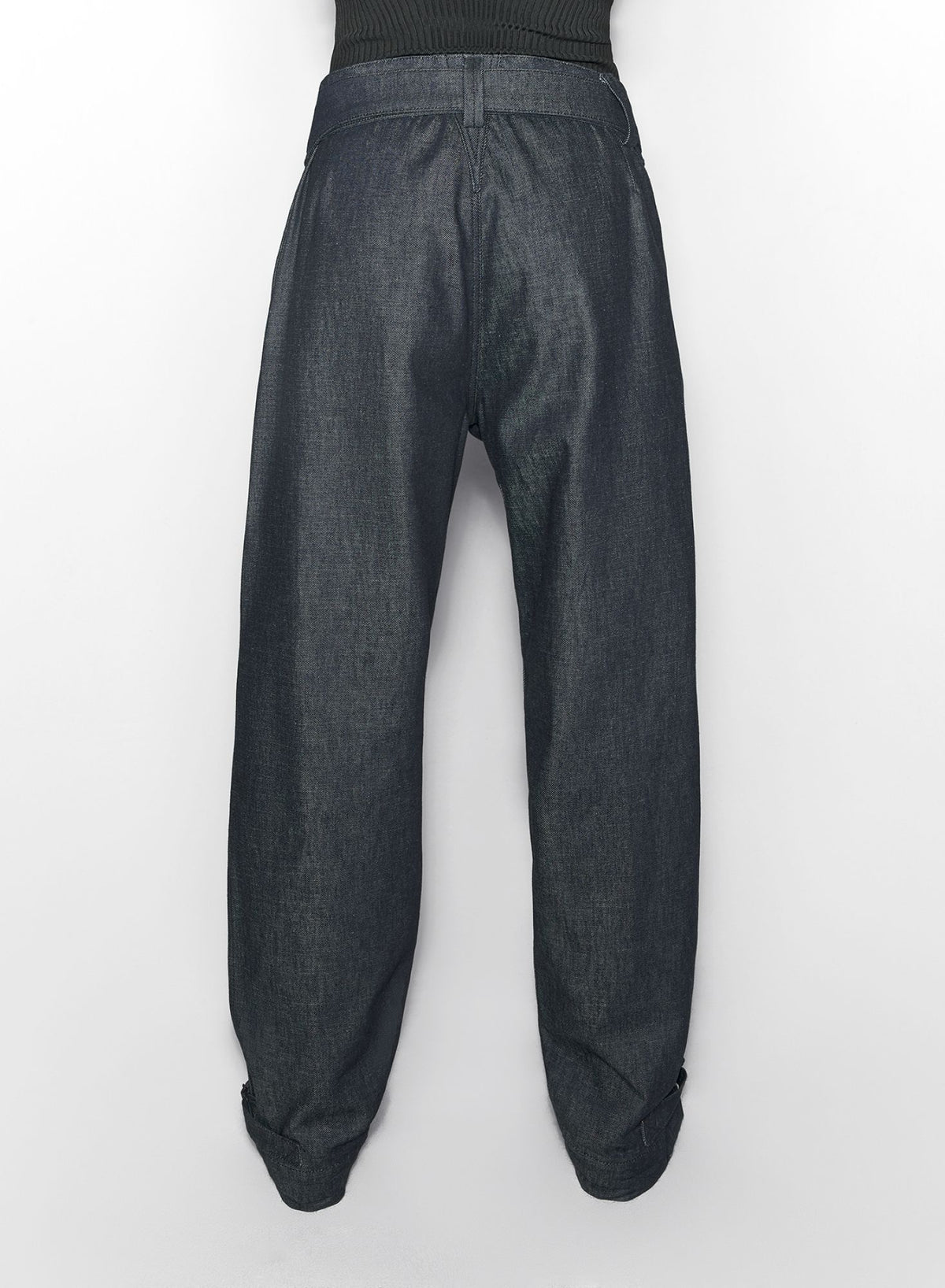 BELTED WIDE-LEG RAW DENIM JEANS