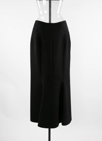 Long zipped wool skirt - Black intense