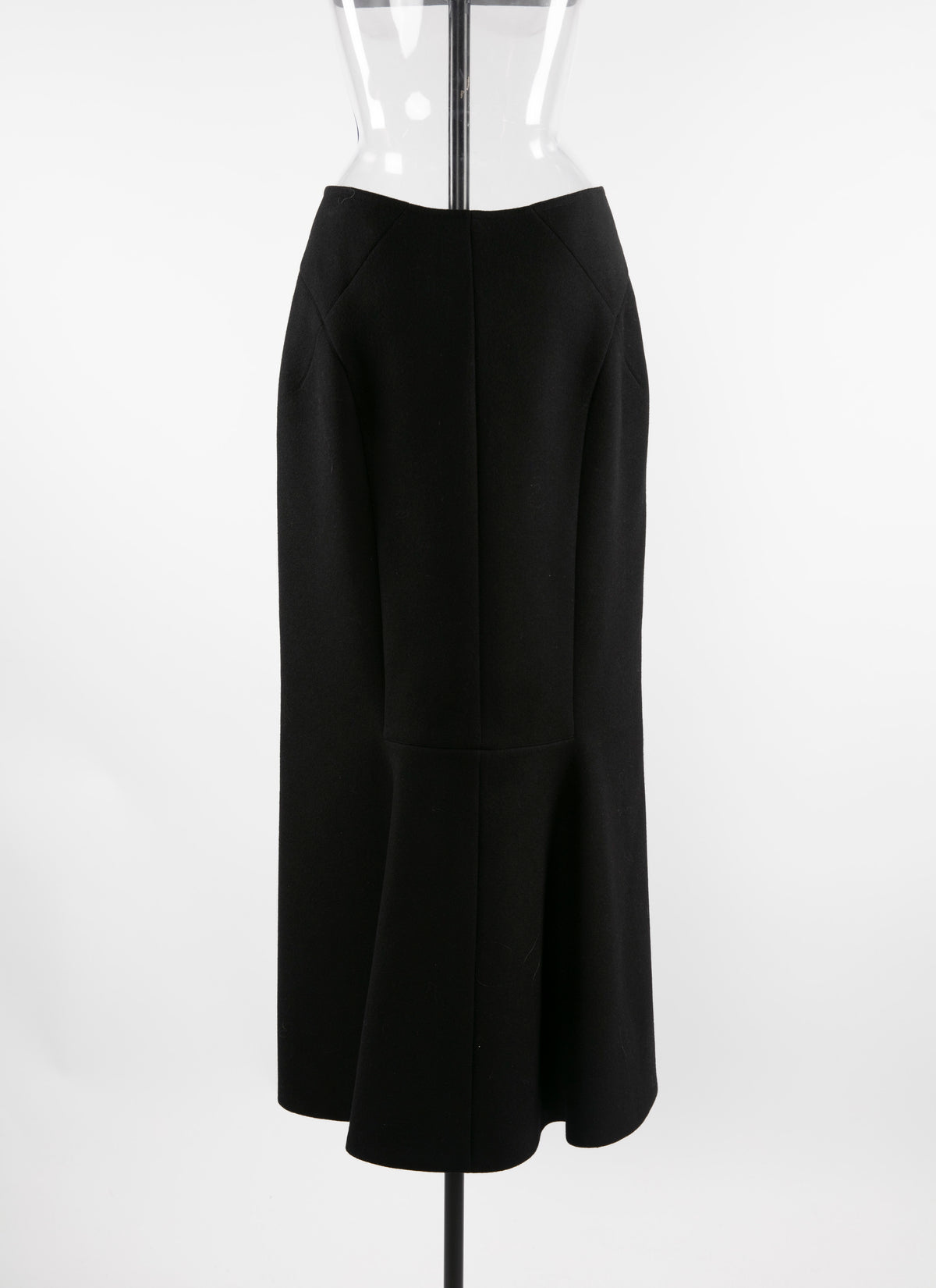 Long zipped wool skirt - Black intense