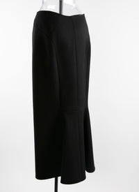 Long zipped wool skirt - Black intense