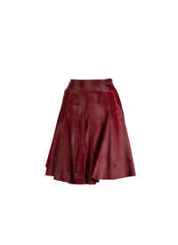 Plain leather skater skirt - Red & Black