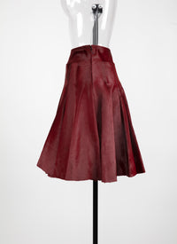 Plain leather skater skirt - Red & Black