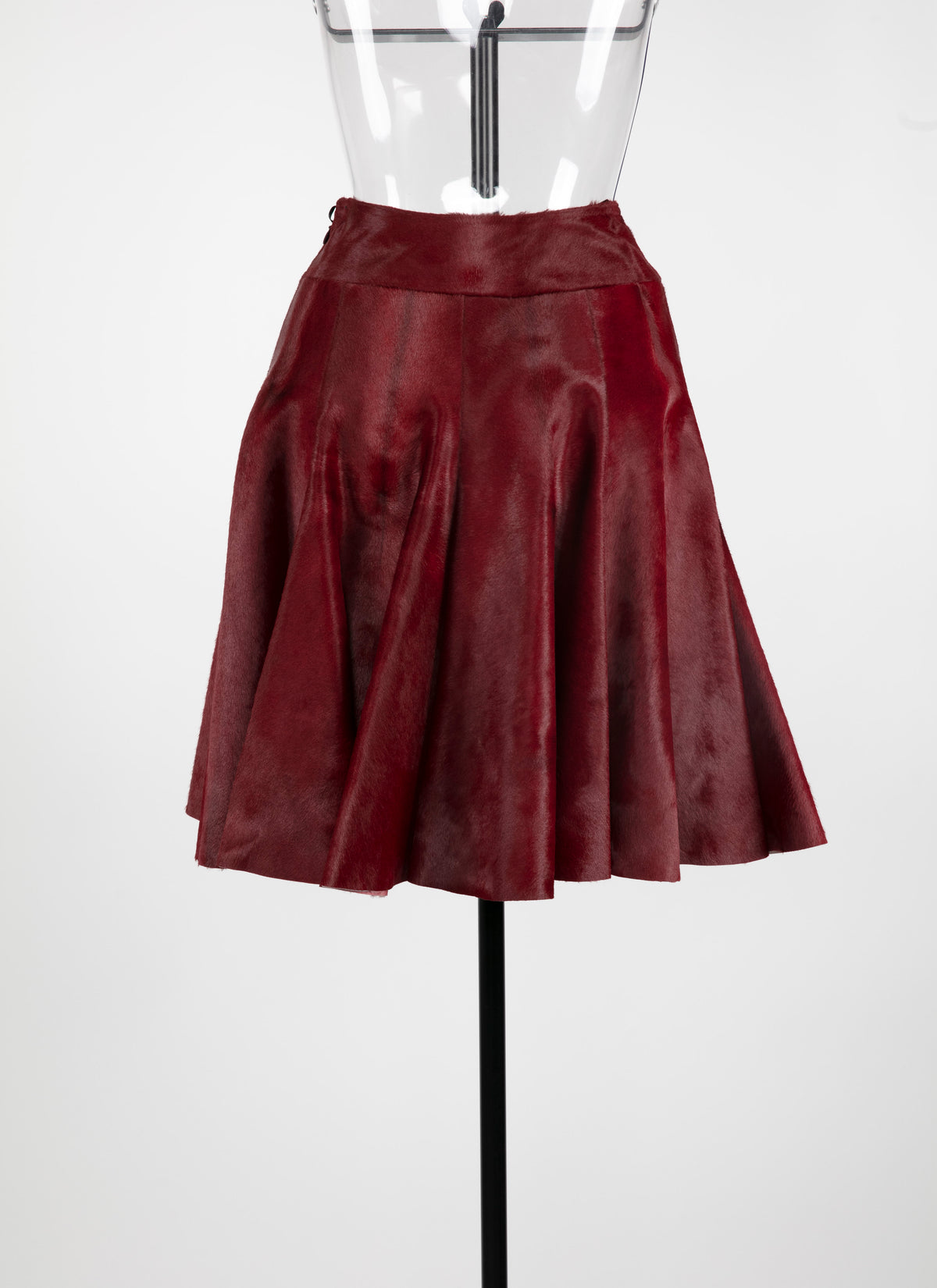 Plain leather skater skirt - Red & Black
