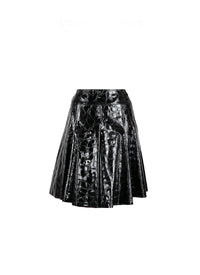 Plain leather skater skirt - Black intense