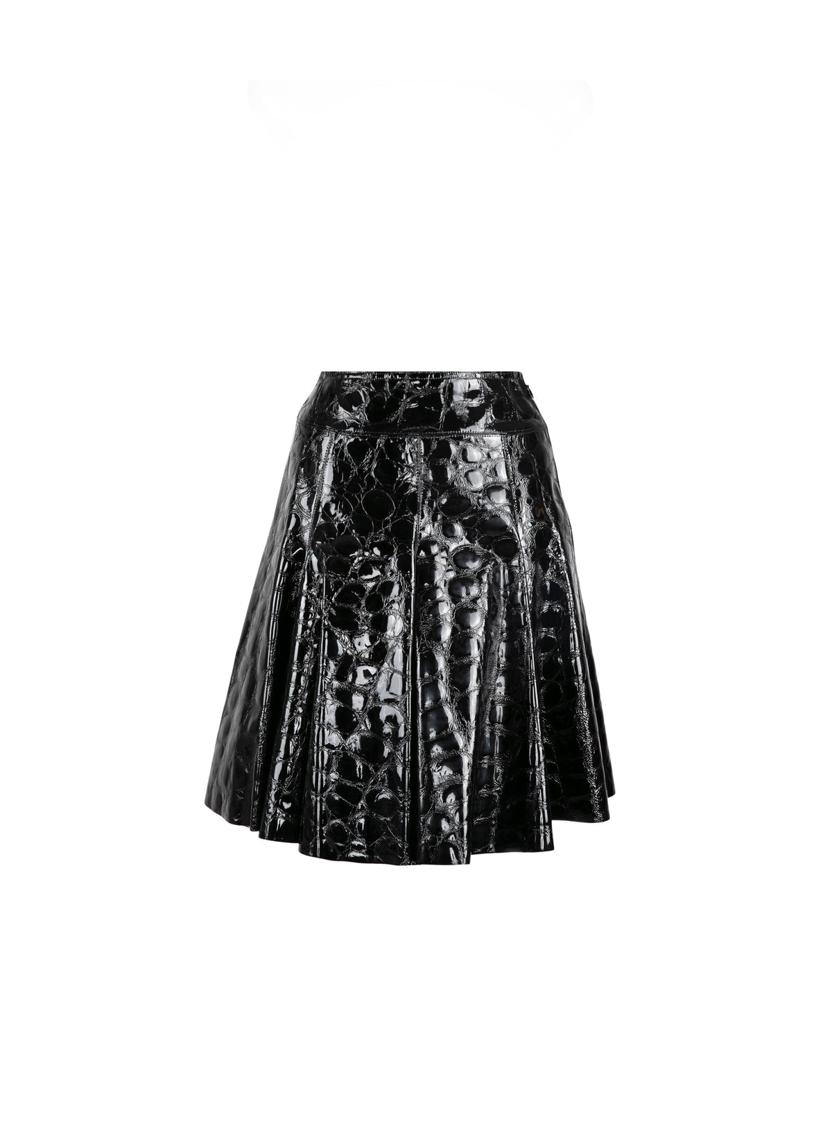 Plain leather skater skirt - Black intense