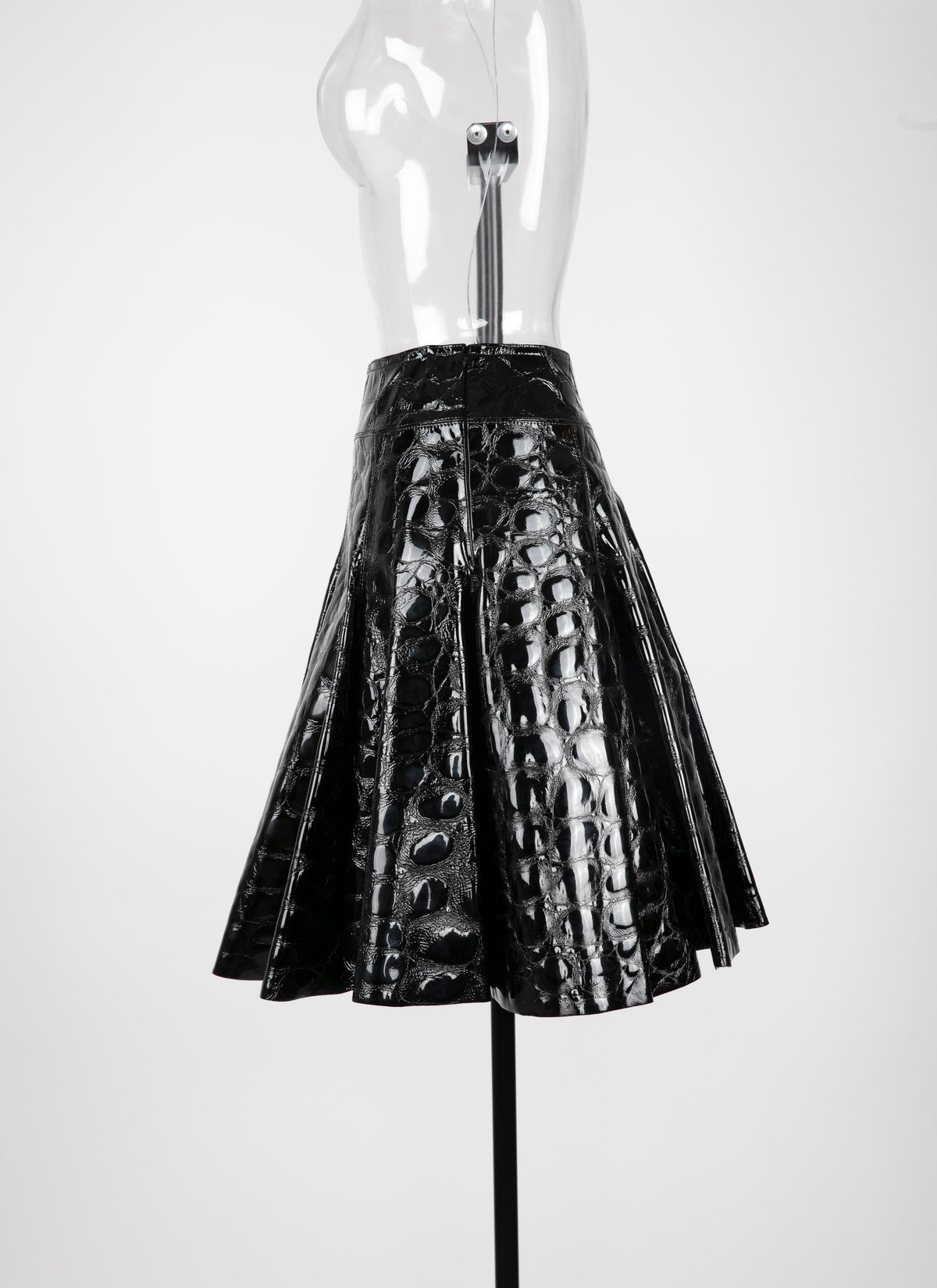 Plain leather skater skirt - Black intense