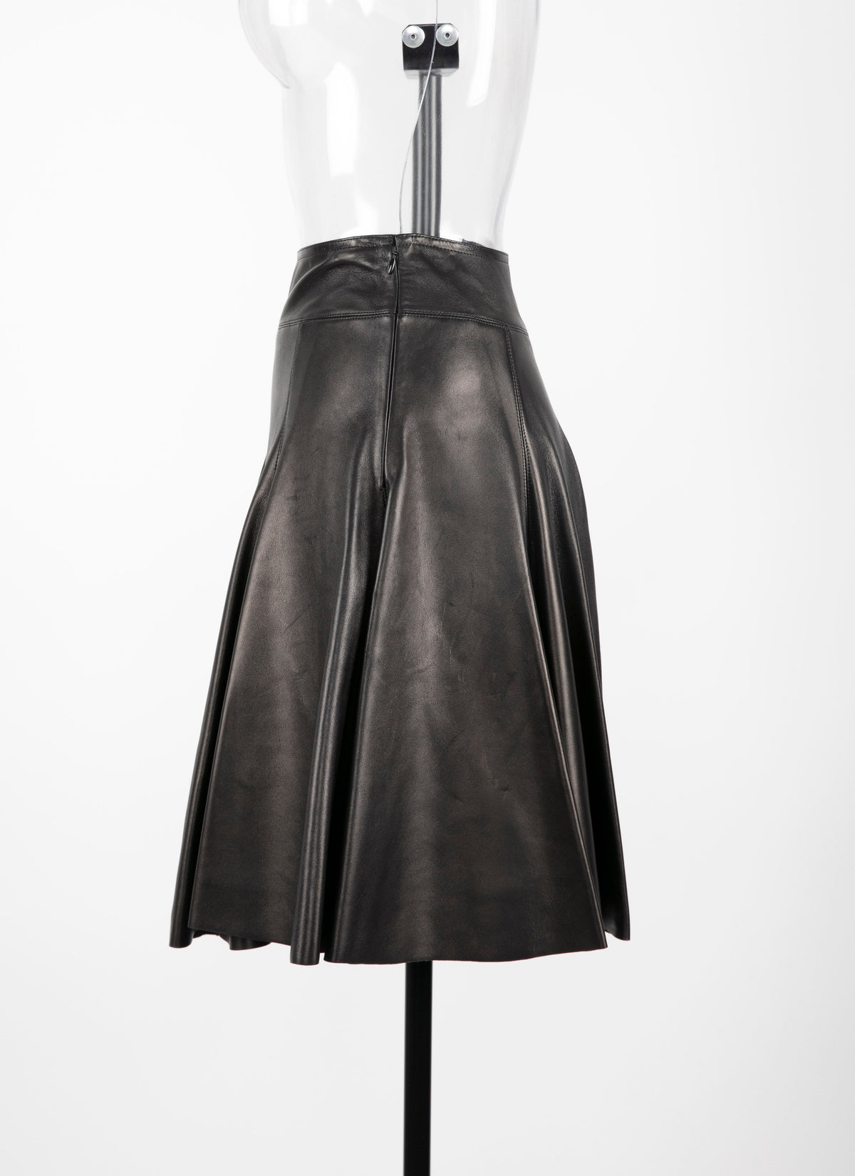 Plain leather skater skirt - Black intense