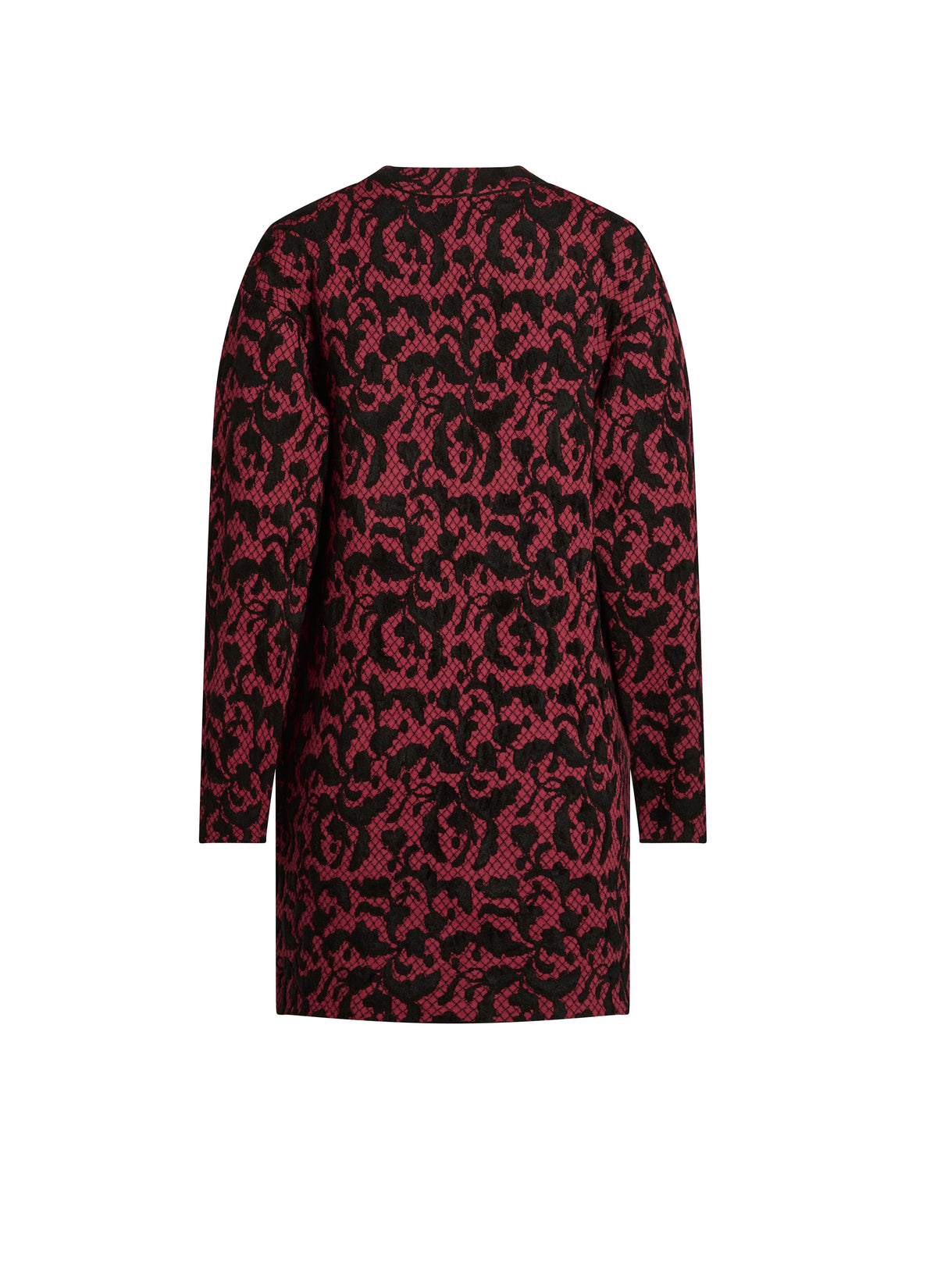 Pull long à motif baroque en laine - Grenat & Noir