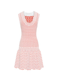 Robe courte sans manches Fantasia en maille - Blanc & Orange