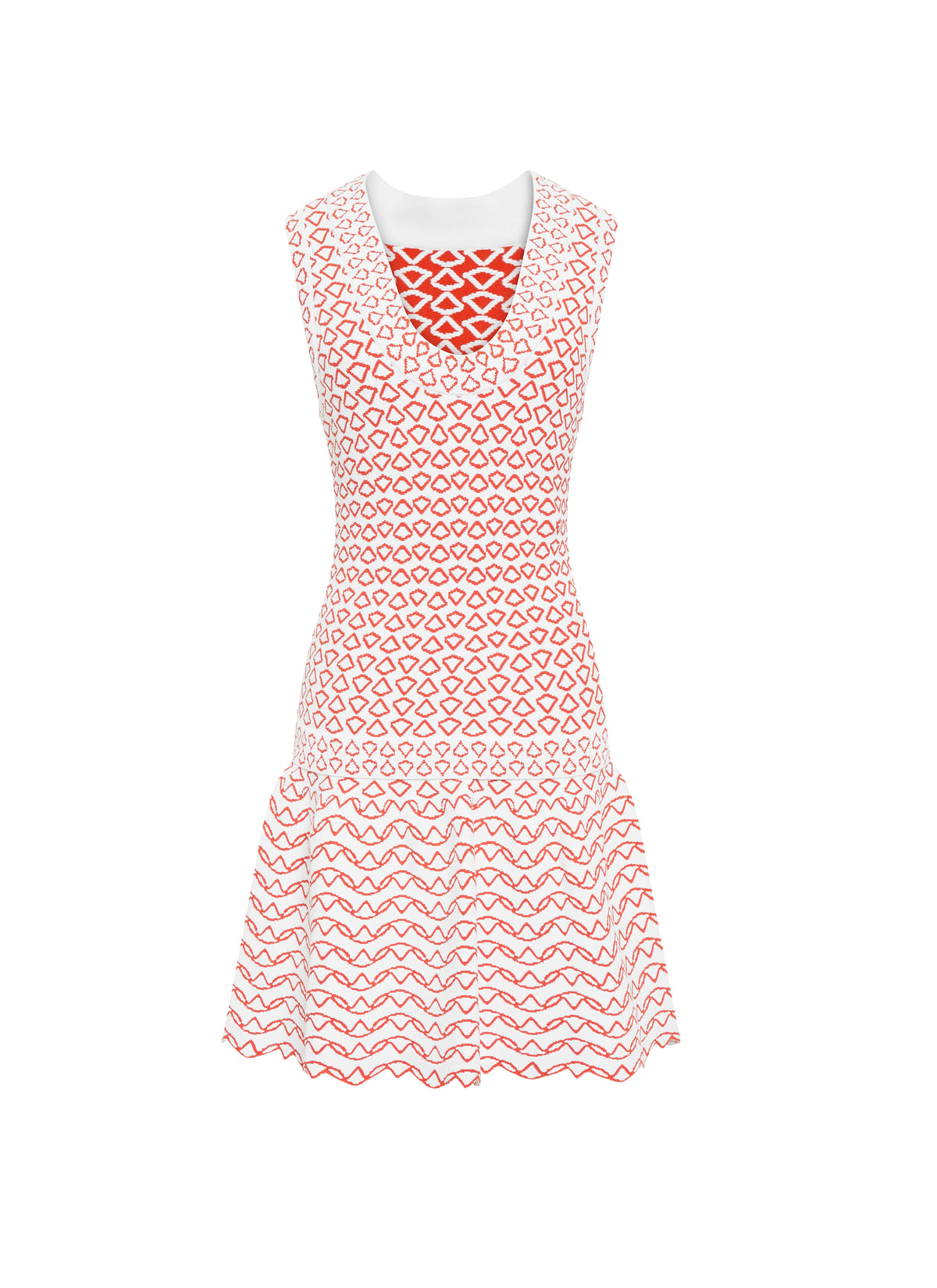 Robe courte sans manches Fantasia en maille - Blanc & Orange