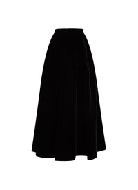 Jupe évasée en velours - Noir