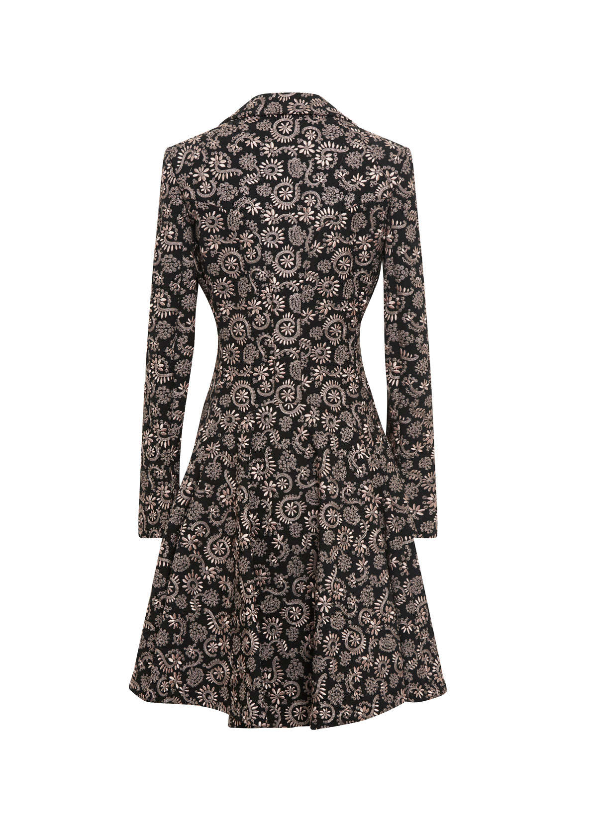Manteau court ajusté et évasé en laine - Noir & Chair