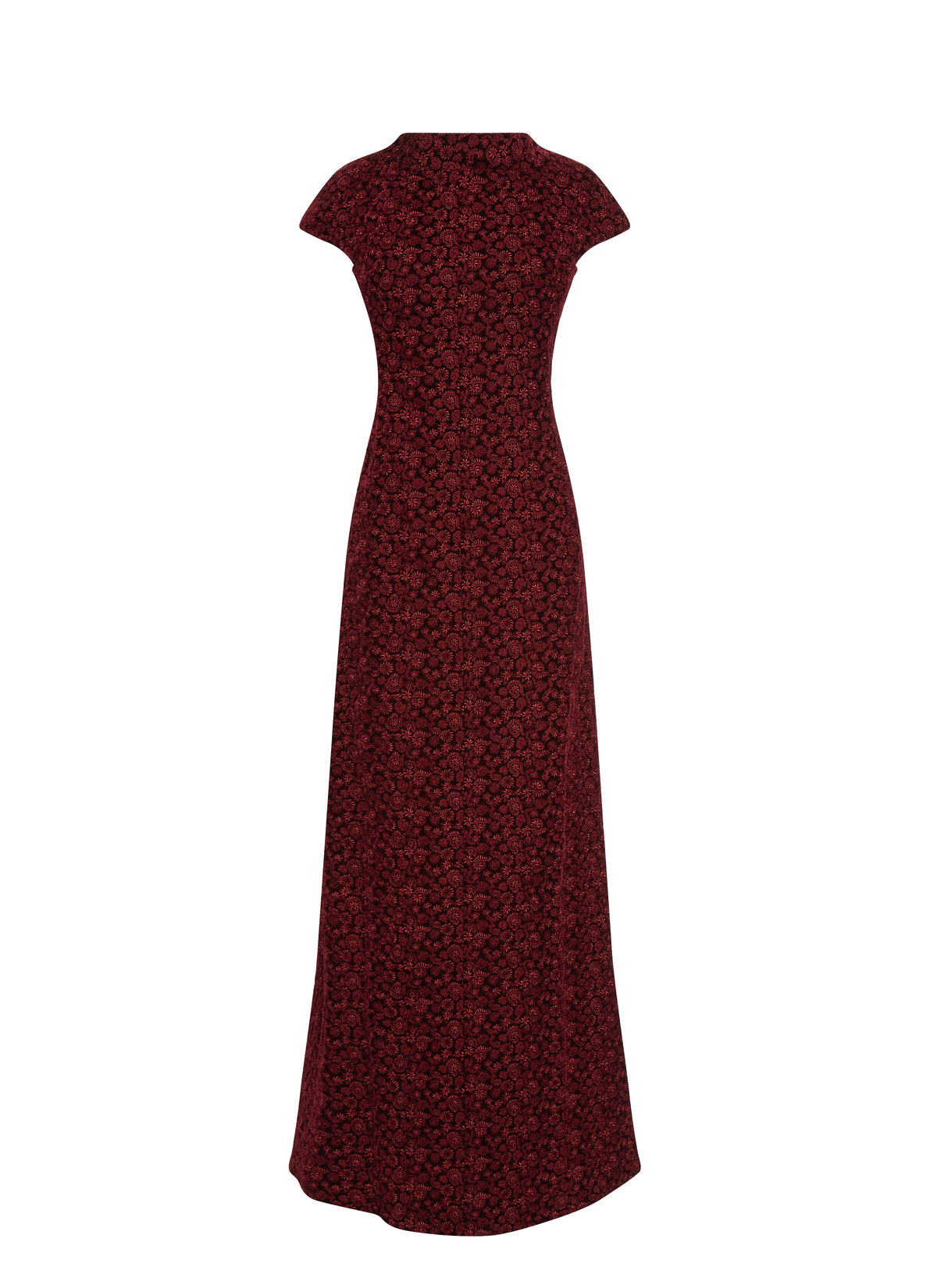 Short-sleeved embroidered dress - Bordeaux