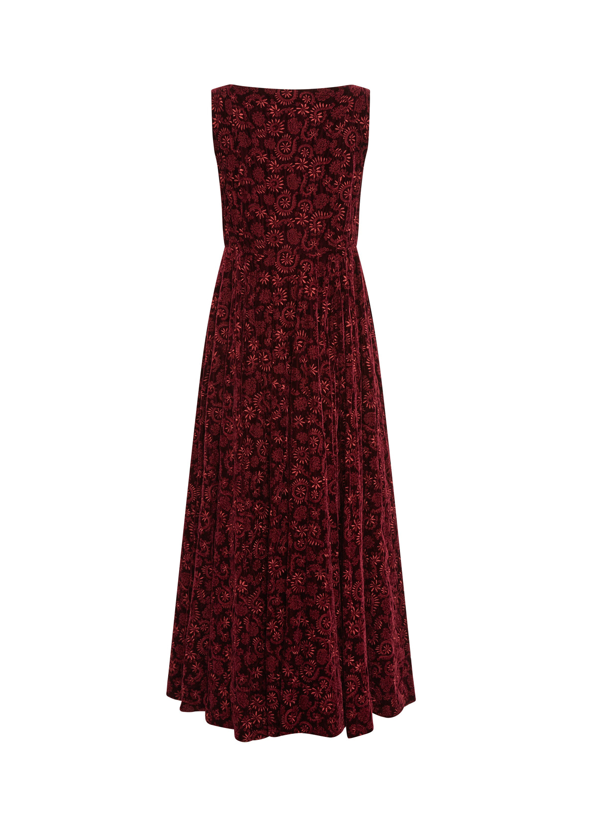 Robe fluide brodée sans manches - Bordeaux
