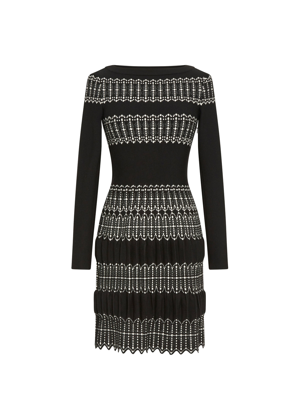 Robe à manches longues Sidi Bou Said en laine - Noir & Ivoire