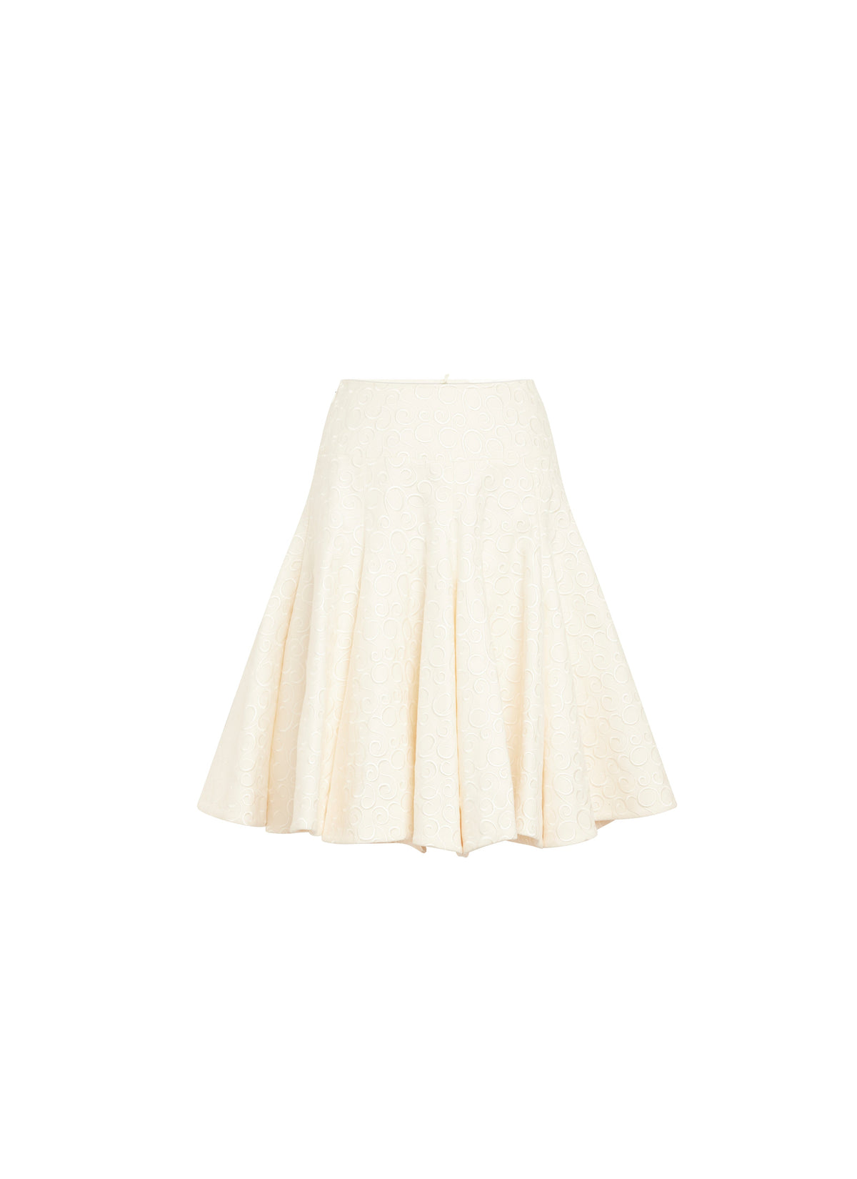 Jupe patineuse nid d'abeille en laine - Blanc Nacre