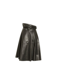 Jupe cintrée en cuir - Noir