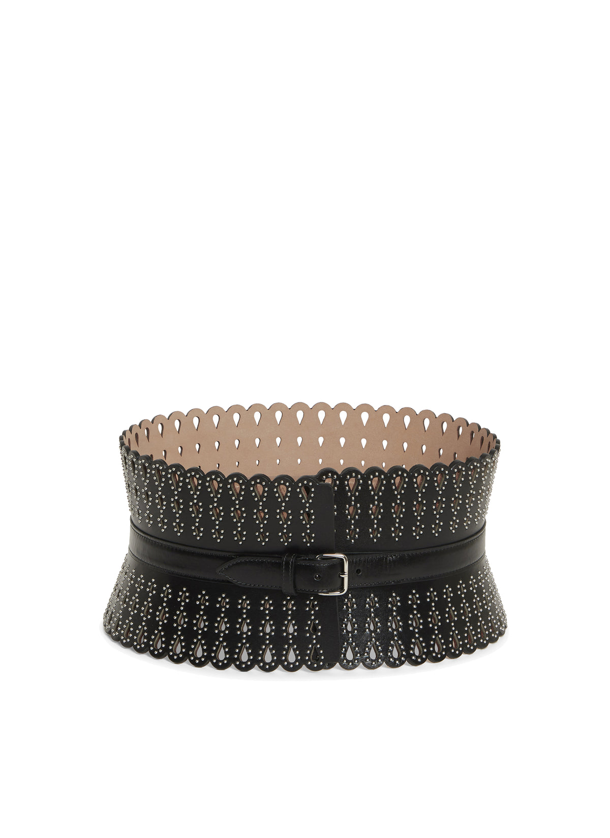 Studded leather corset - Black