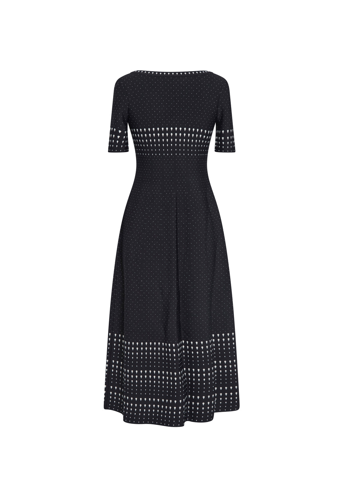 Robe longue col v à manches courtes - Noir & Blanc