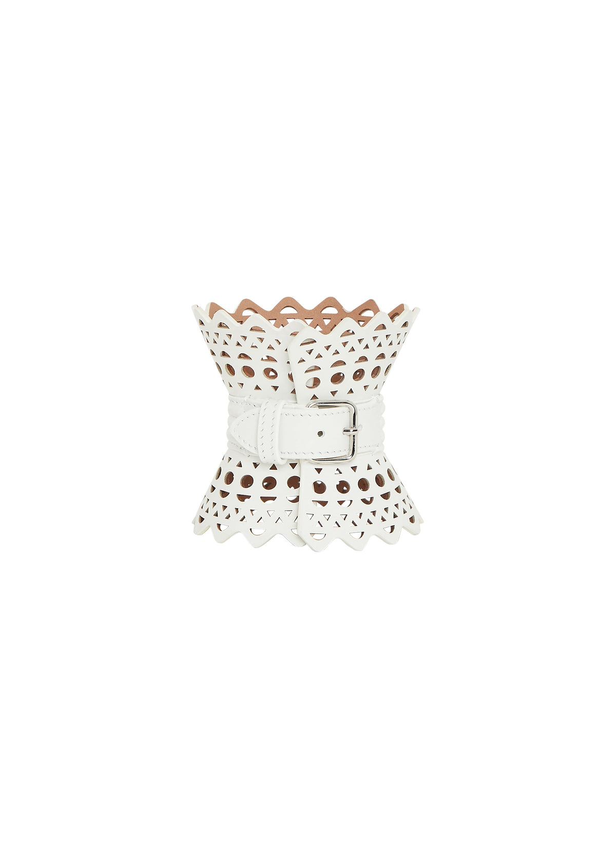Bracelet corset en cuir - Blanc Optique