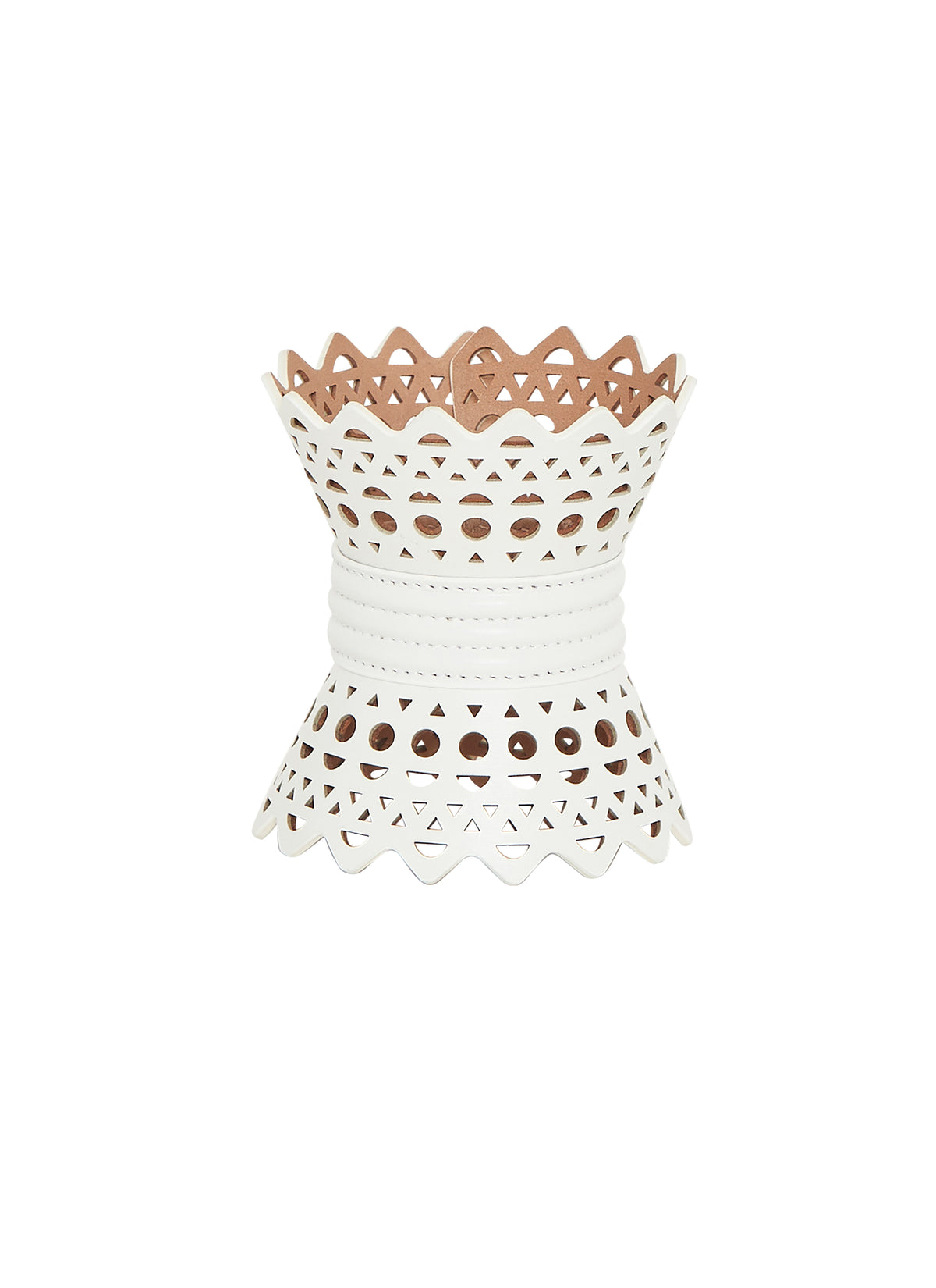 Bracelet corset en cuir - Blanc Optique