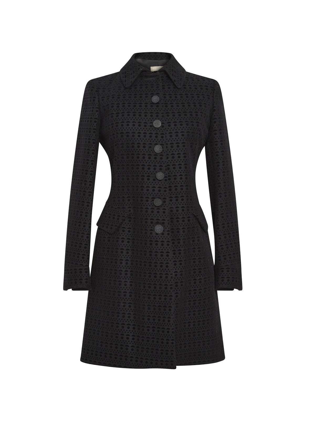 Coat in vienne wool jacquard - Black & Black