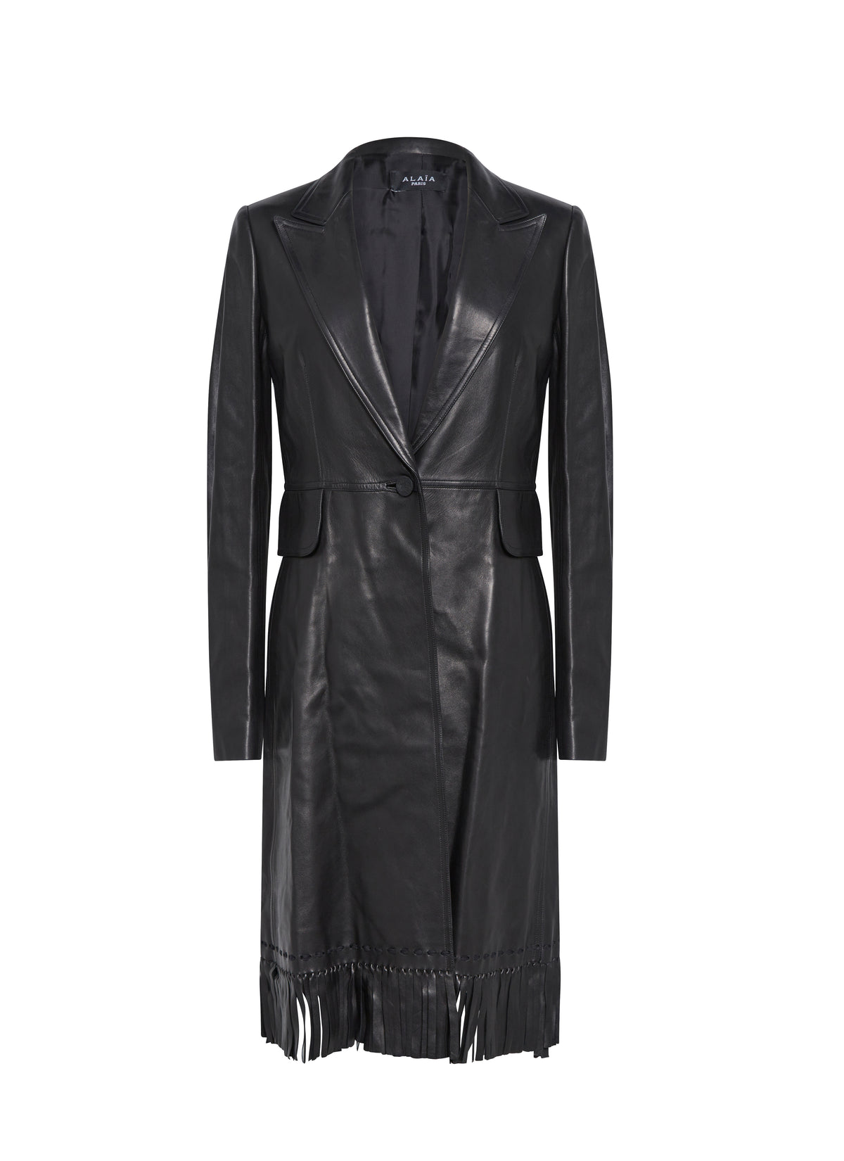 Manteau structurée à franges en cuir - Noir