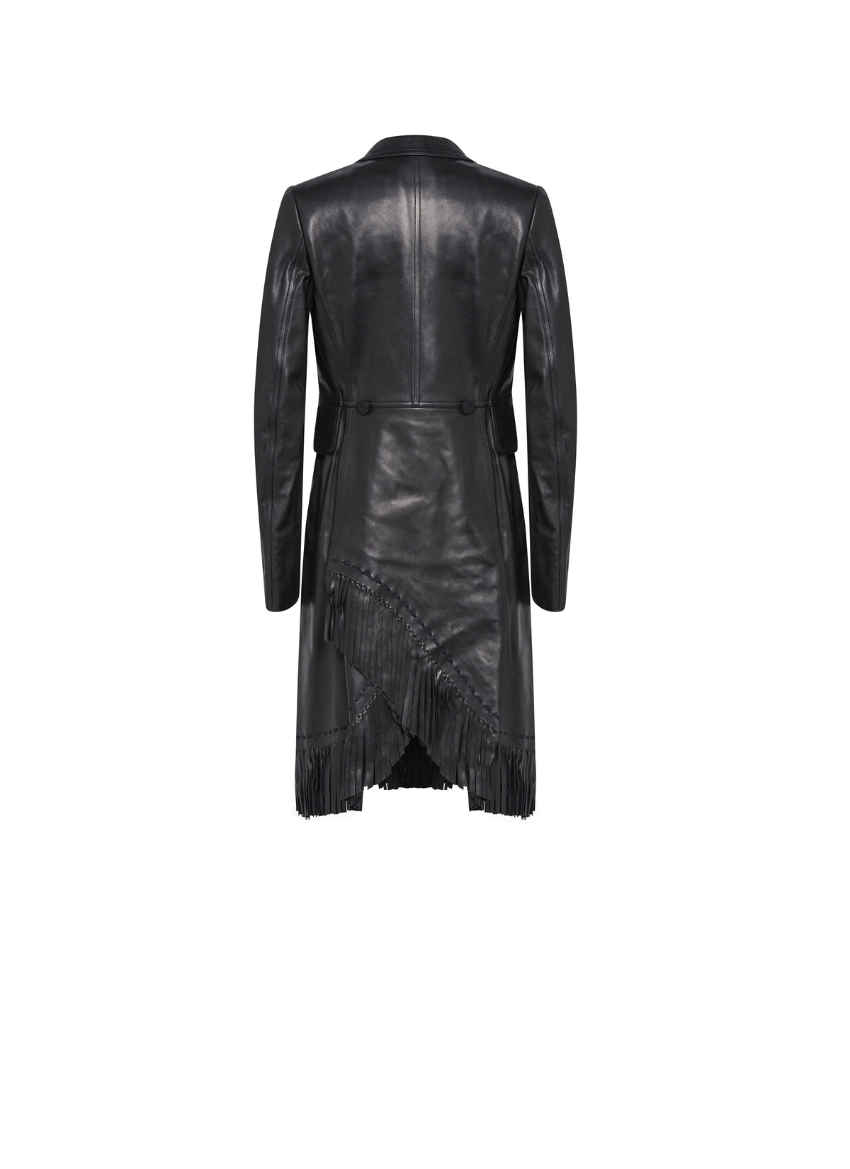Manteau structurée à franges en cuir - Noir