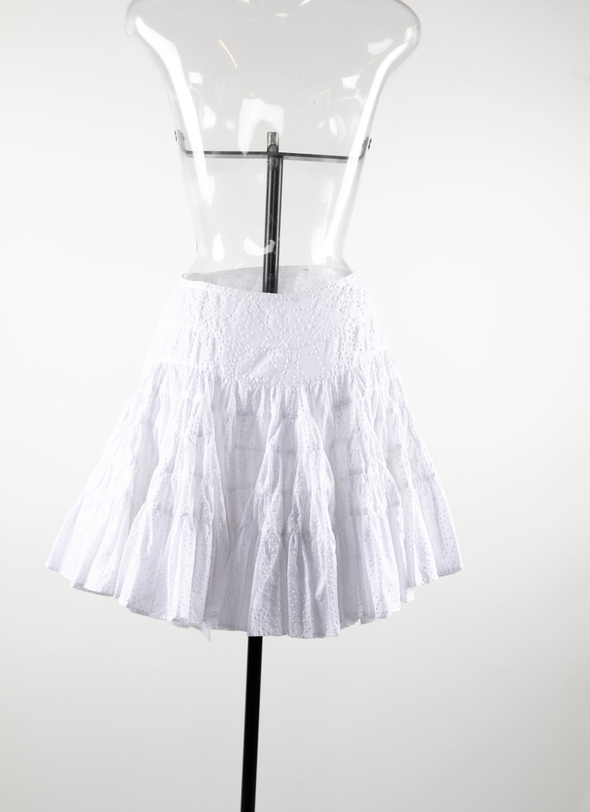Asymmetrical pleated skater skirt - White