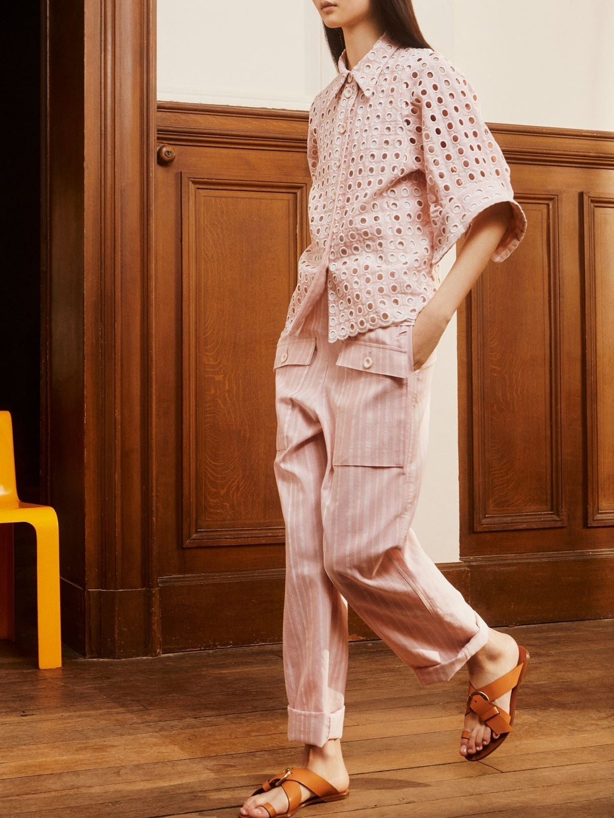 Chemisier brodé en soie - Shadow Pink