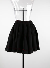 Openwork mini-skirt with contrast lining - Black & Red