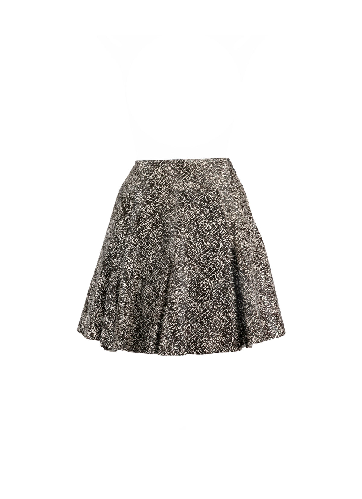 Speckled leather flared skirt - Black & Ivory