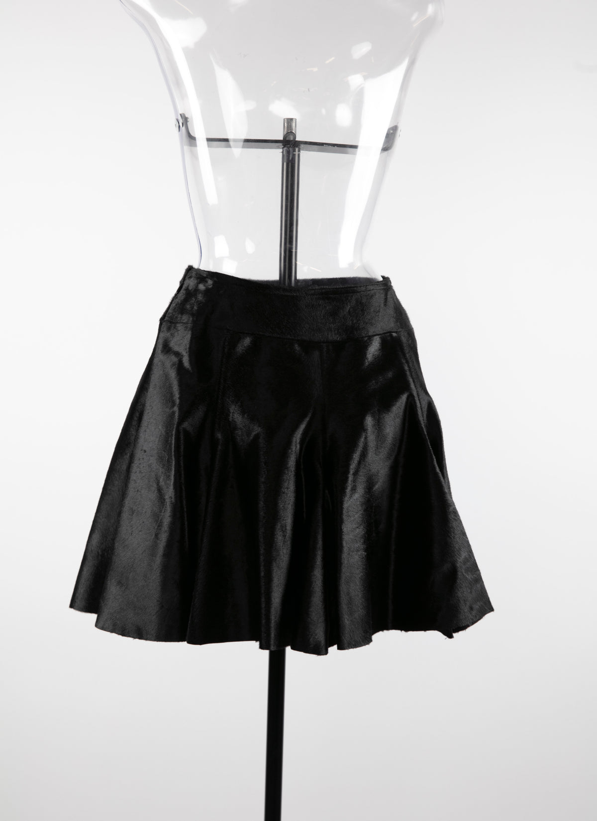 Leather flared skirt - Black intense