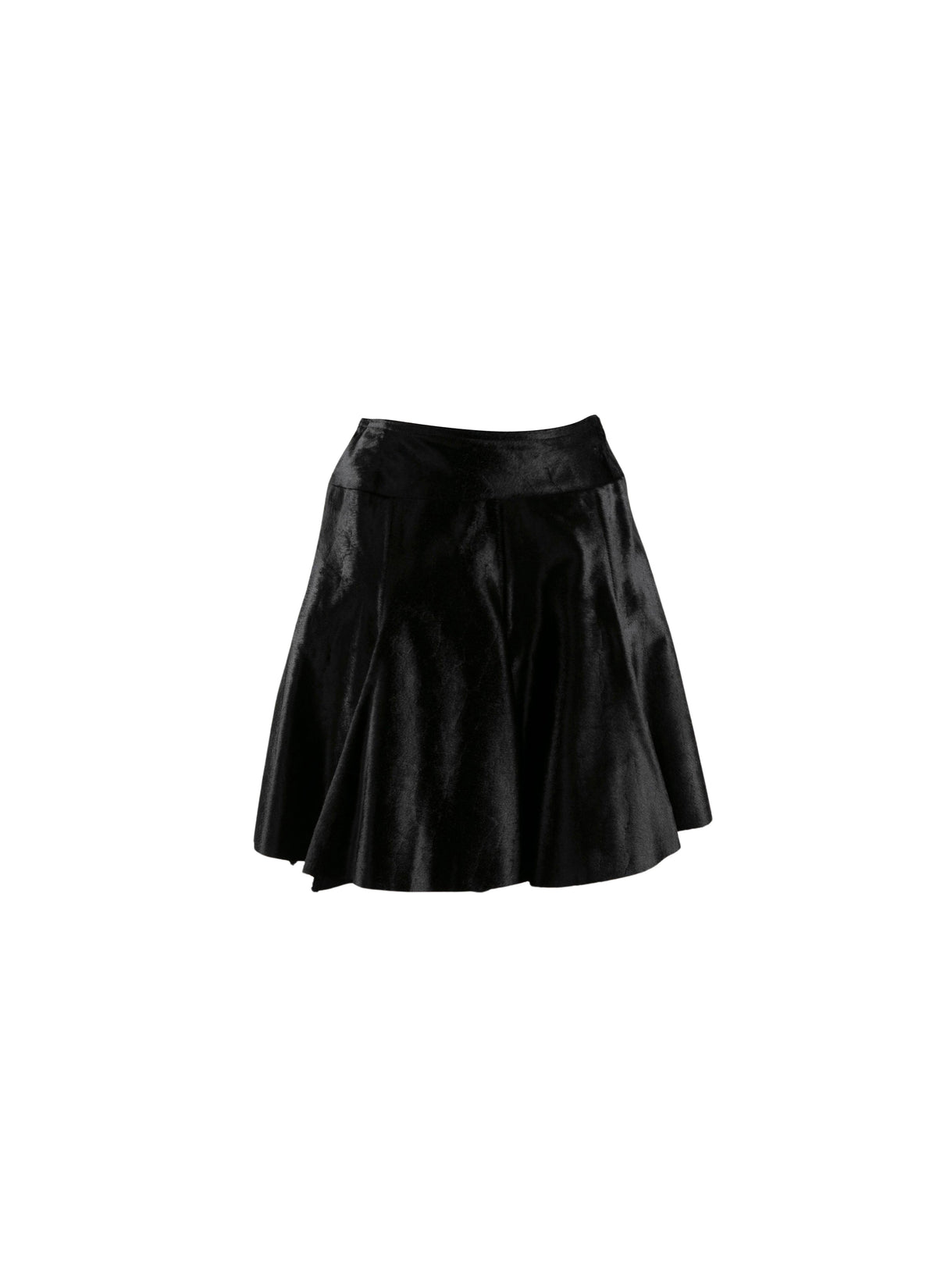 Leather flared skirt - Black intense