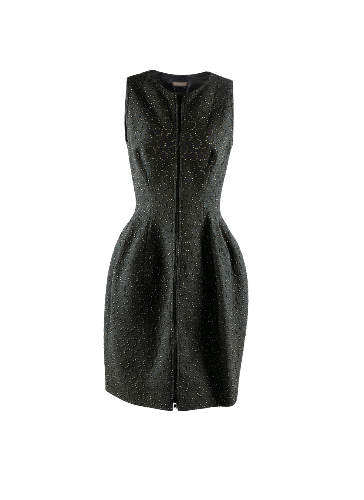 Robe courte évasée cloutée sans manches en laine - Foret & Or