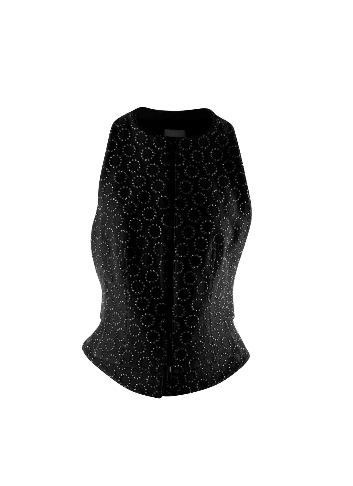 Sleeveless wool cardigan - Intense Black